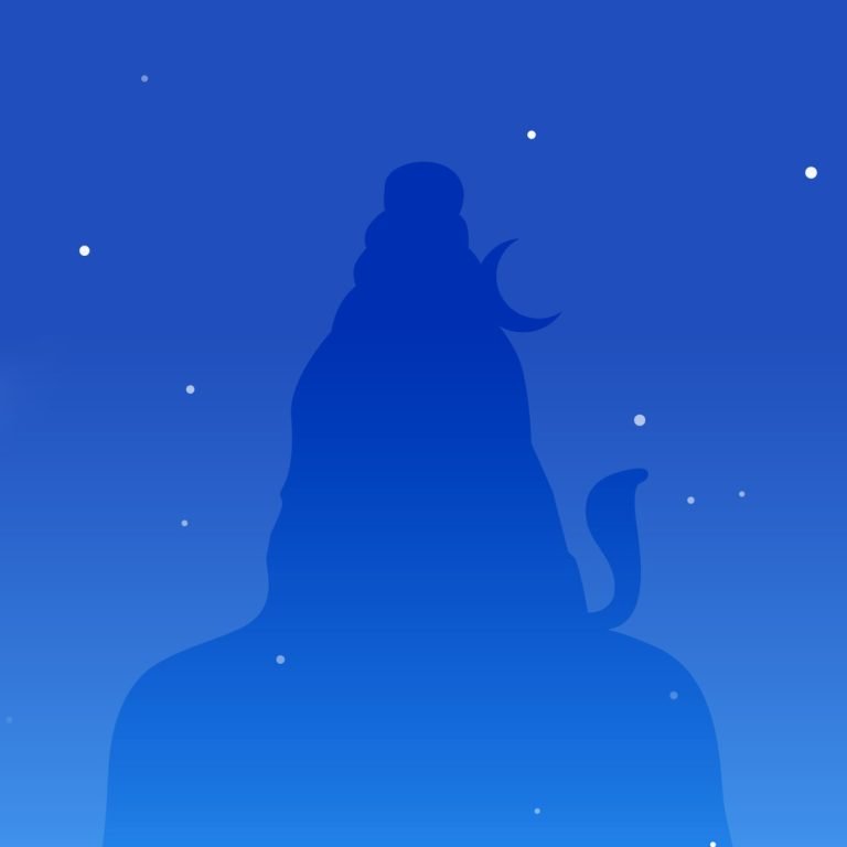maha shivratri starry night background with lord shiva silhouette above clouds and mountains vector